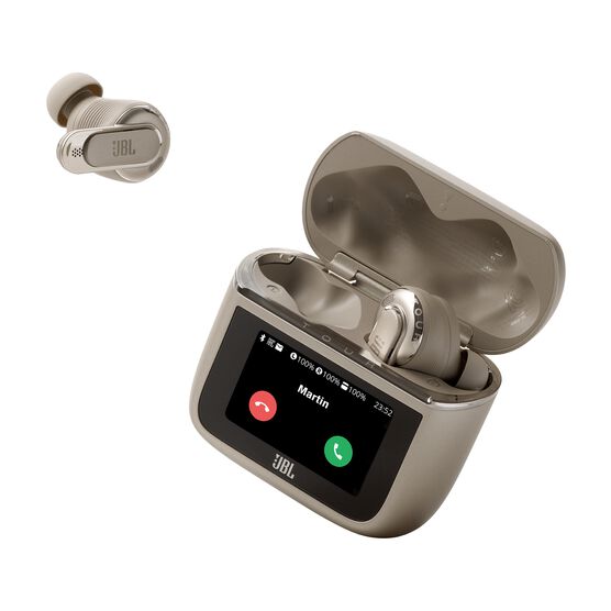 JBL Tour Pro 3 - Latte - True Wireless Noise Cancelling earbuds with Smart Charging Case™ - Detailshot 5 JBL Tour Pro 3 - Latte - True Wireless Noise Cancelling earbuds with Smart Charging Case™ - Detailshot 5